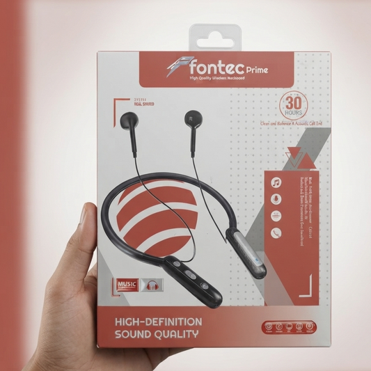FONTEC Prime Wireless Bluetooth Neckband Earphones – 30 Hours Playtime