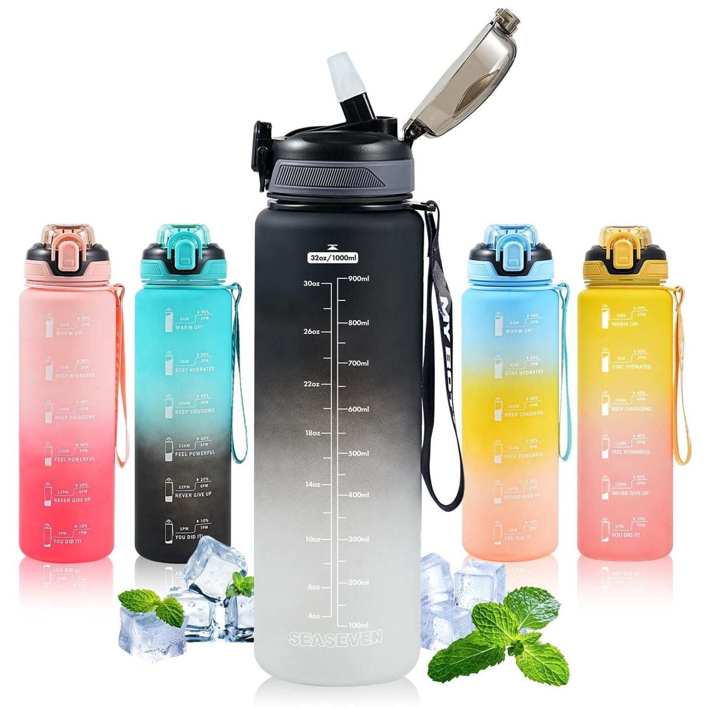 1L Water Bottle with Straw – Leak-Proof, BPA-Free Sports Water Bottle