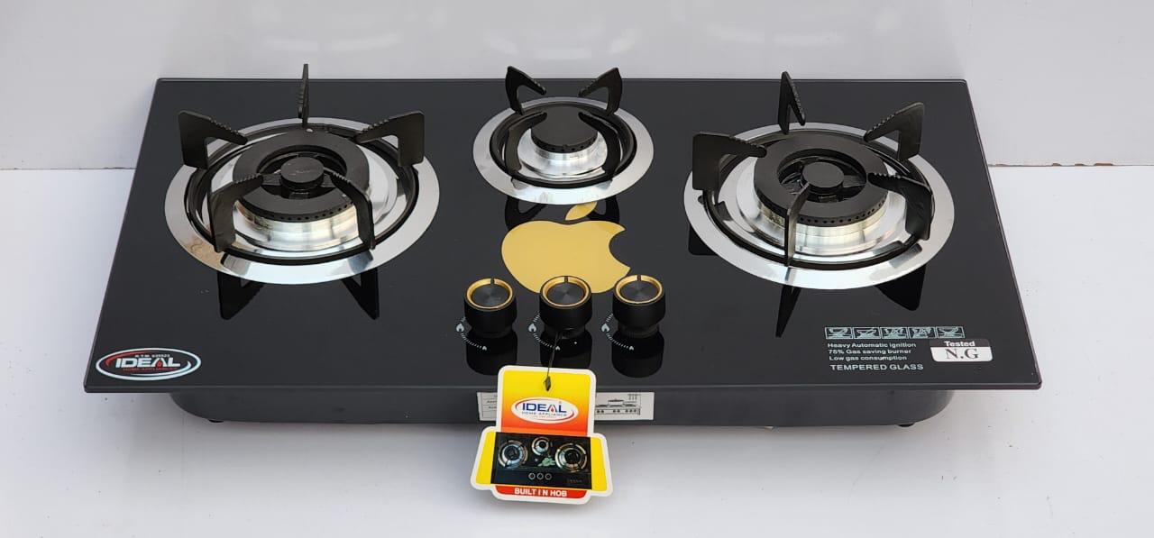 Ideal Glass Gas Stove – 3 Burner Premium Glass Top