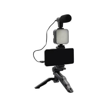 Professional Smartphone Vlogging Kit with LED Light, Microphone & Bluetooth Remote