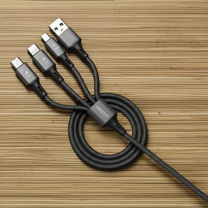 Interlink 3-in-1 Fast Charging Cable – USB to Type-C, Lightning & Micro USB