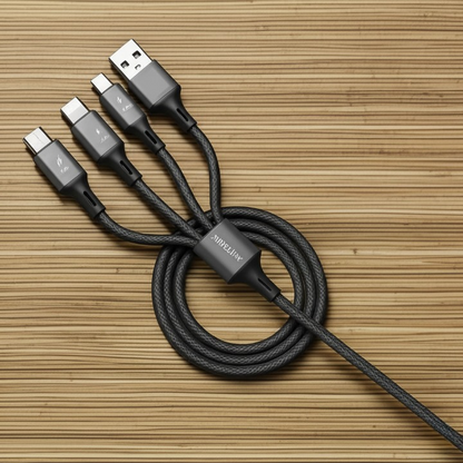 Interlink 3-in-1 Fast Charging Cable – USB to Type-C, Lightning & Micro USB