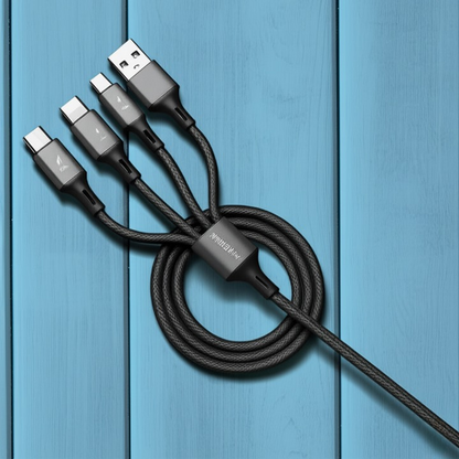 Interlink 3-in-1 Fast Charging Cable – USB to Type-C, Lightning & Micro USB