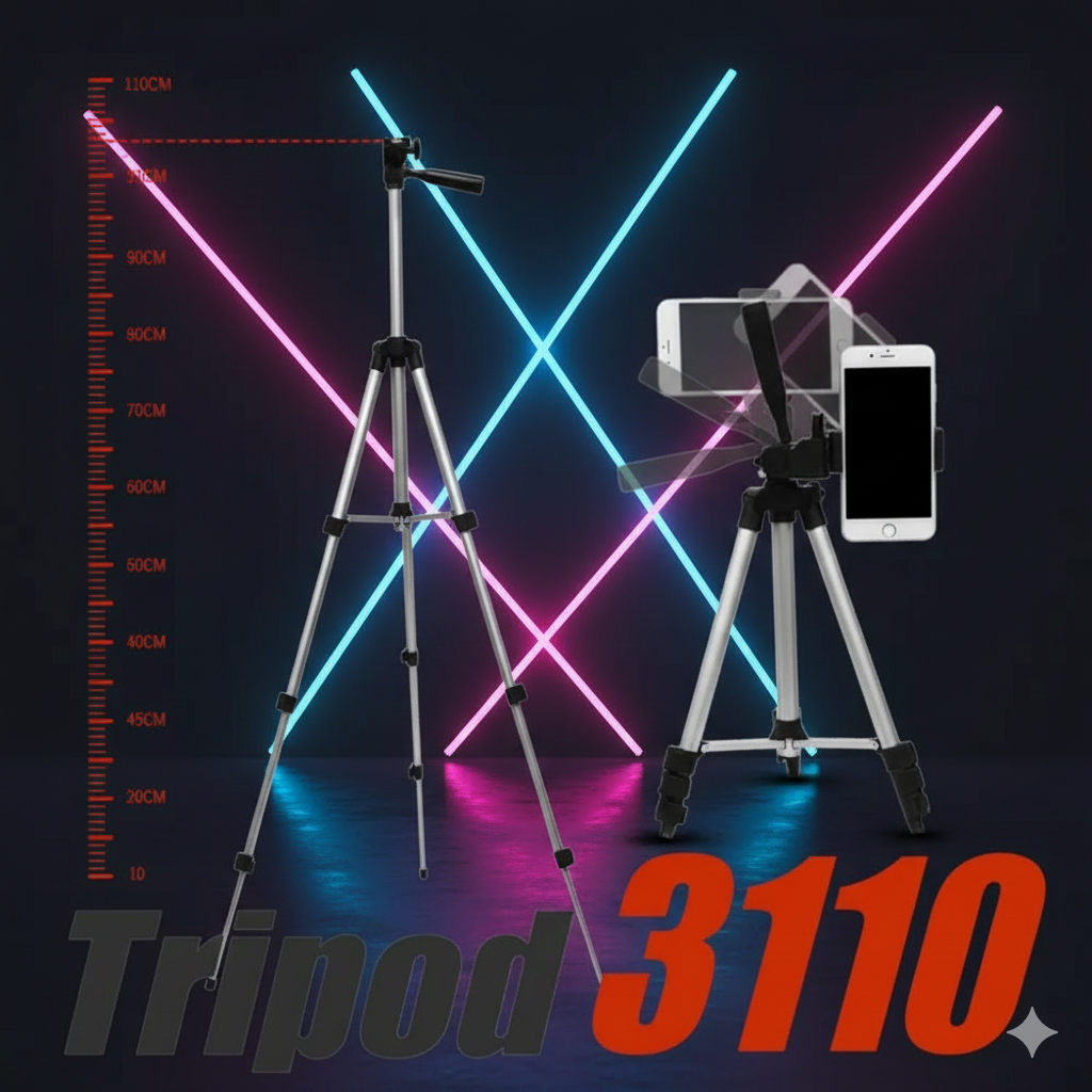 3110 Adjustable Camera & Mobile Tripod Stand with Phone Holder