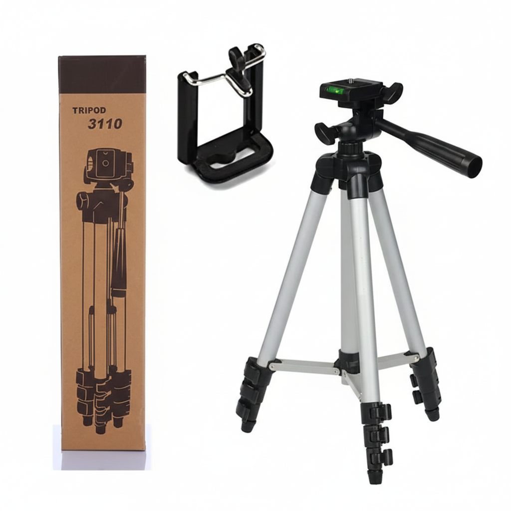3110 Adjustable Camera & Mobile Tripod Stand with Phone Holder