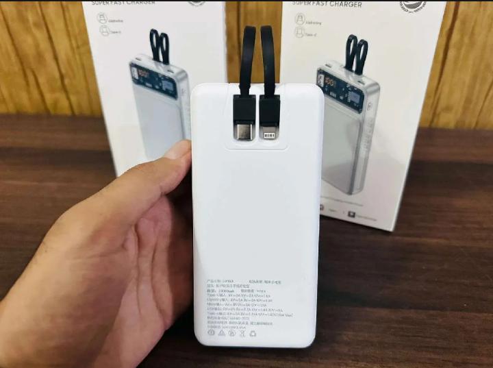 Ultra Slim Fast Charging Power Bank with Built-in Cables & LED Display