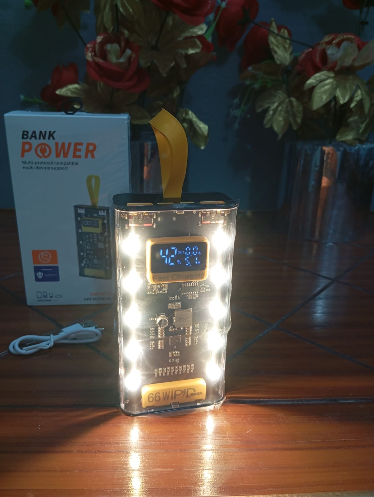 Transparent Fast Charging Power Bank with Digital LED Display