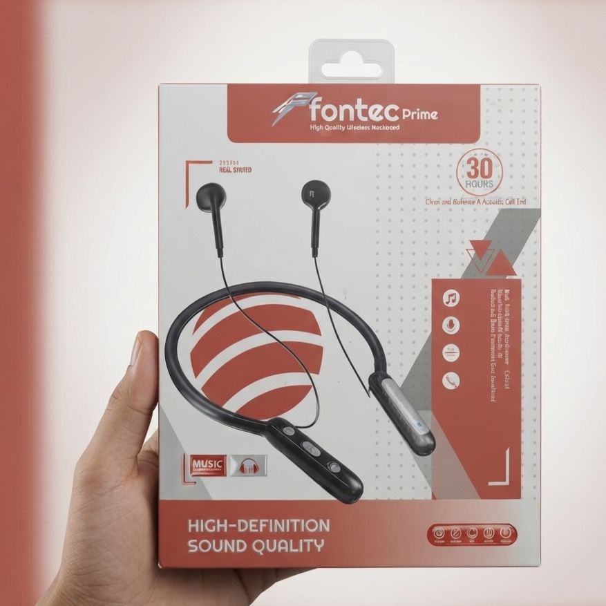 FONTEC Prime Wireless Bluetooth Neckband Earphones – 30 Hours Playtime