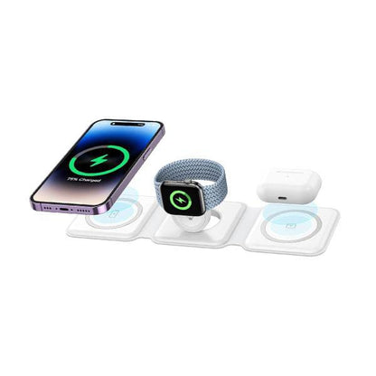 3-in-1 Magnetic Wireless Charging Station – Foldable Fast Charger for Phone, Smartwatch & Earbuds