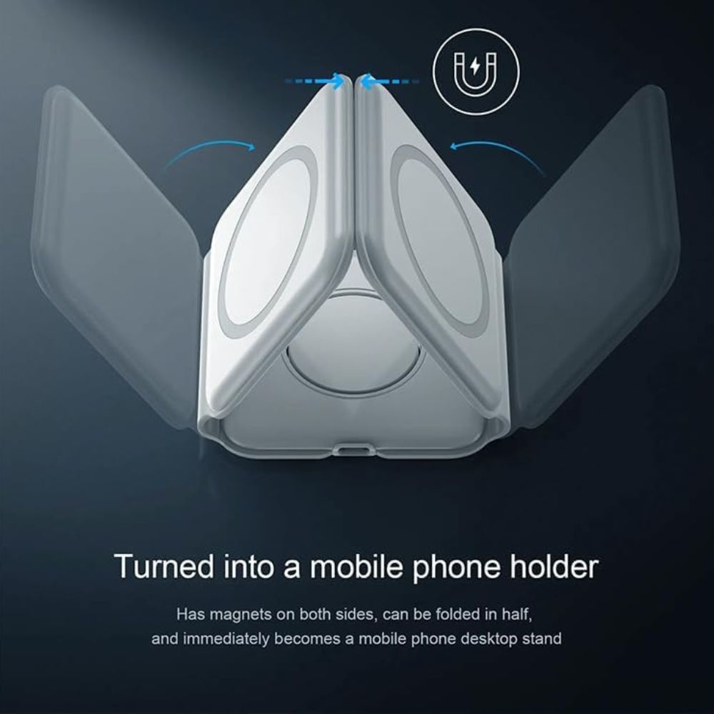 3-in-1 Magnetic Wireless Charging Station – Foldable Fast Charger for Phone, Smartwatch & Earbuds