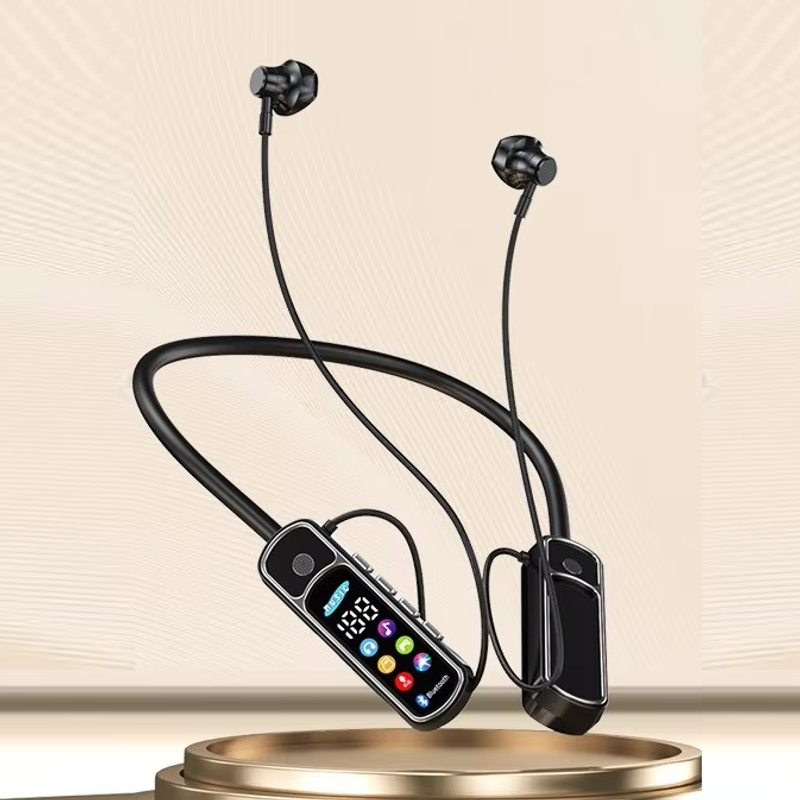 Bluetooth Neckband Wireless Earphones with LED Display & Low Latency