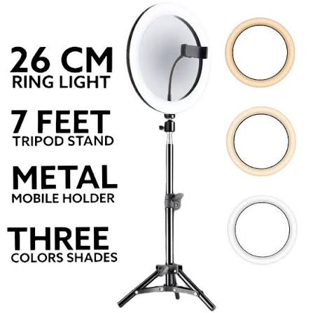 26cm LED Ring Light with 7ft Tripod Stand & Mobile Holder