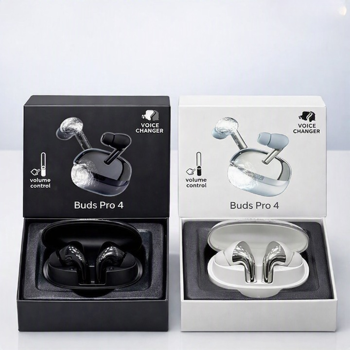 Buds Pro 4 True Wireless Bluetooth Earbuds with Touch Volume Control & Voice Assistant