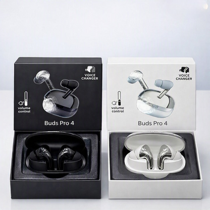 Buds Pro 4 True Wireless Bluetooth Earbuds with Touch Volume Control & Voice Assistant