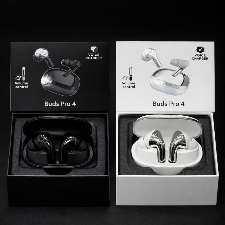 Buds Pro 4 True Wireless Bluetooth Earbuds with Touch Volume Control & Voice Assistant