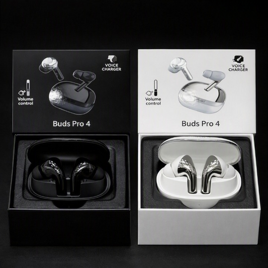 Buds Pro 4 True Wireless Bluetooth Earbuds with Touch Volume Control & Voice Assistant